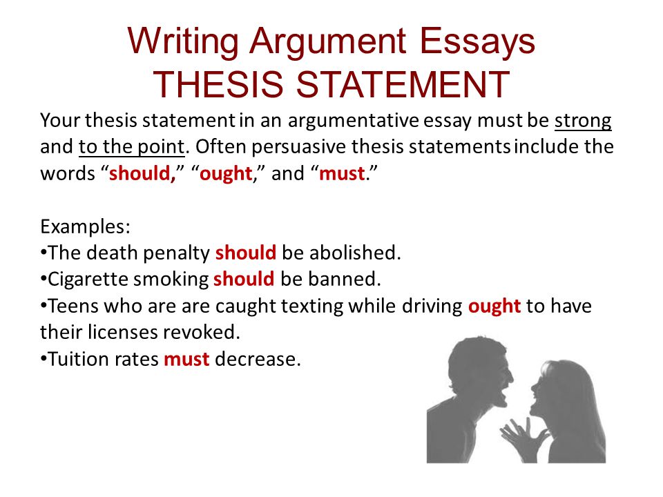 Write a thesis statement for an argumentative essay